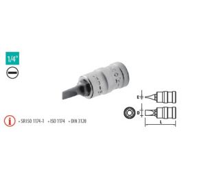 Capete chei tubulare cu bit locaş cu crestătură 1/4” LC 0,8×5,5