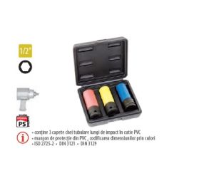 Set 3 capete de impact pentru jenţi din aliaj 1/2” ― UNELTE STORE - Magazin Online