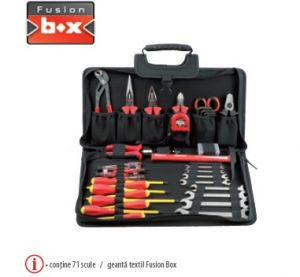 Trusă electrician Fusion Box TEXTIL ELECTRICIAN conţine 71 scule / geantă textil Fusion Box ― UNELTE STORE - Magazin Online