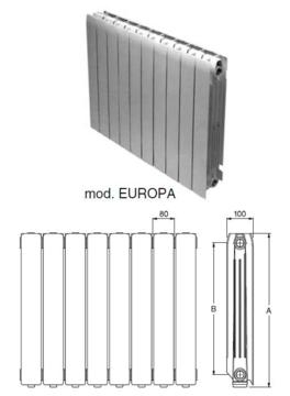 RADIATOR ALUMINIU EUROPA E 800 C -12 elementi  -2400W 